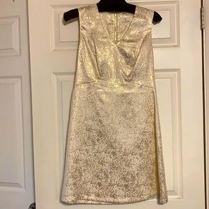 Julie Brown gold and cream, sheath dress, size 6